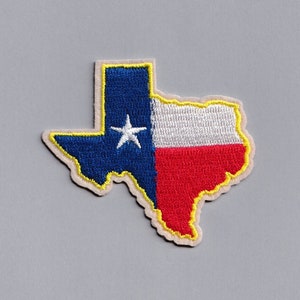 Patch de carte du drapeau de l'état du Texas brodé thermocollant Applique de patch de voyage du Texas