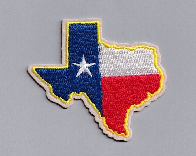Texas State Flag Map Patch Iron-on Embroidered Texas Travel Patch Applique