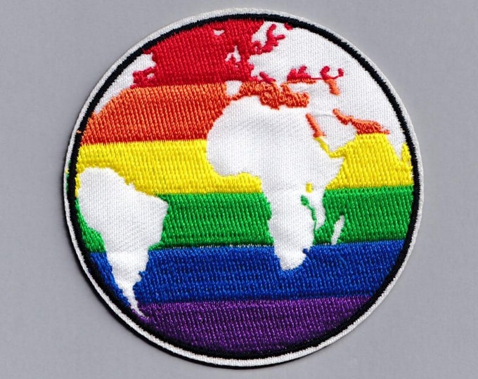 Rainbow Flag Planet Earth Patch Iron-on Embroidered Gay Pride Patch LGBT