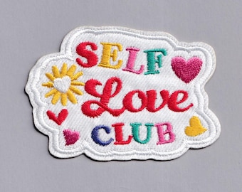 Self Love Club Patch Iron-on Embroidered Positive Message Mental Health Patches