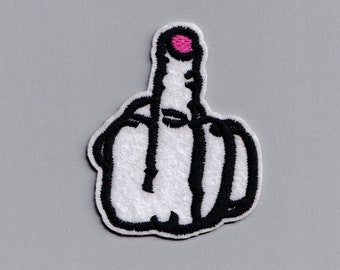 Womens Middle Finger Up Yours Patch Feminist Iron On Sew On Embroidered Fuck You Felt