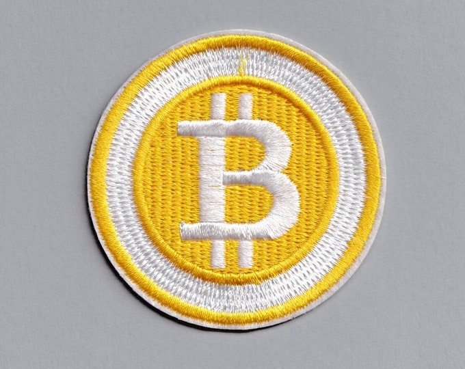 Embroidered Gold Bitcoin Patch Iron On Crypto Currency Applique Patch BTC