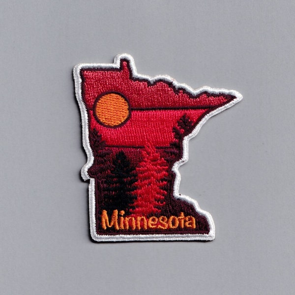 Iron-on Minnesota State Patch Applique Embroidered Minnesota US State Map Travel Patch