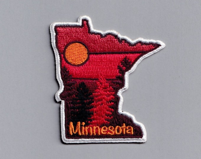 Iron-on Minnesota State Patch Applique Embroidered Minnesota US State Map Travel Patch