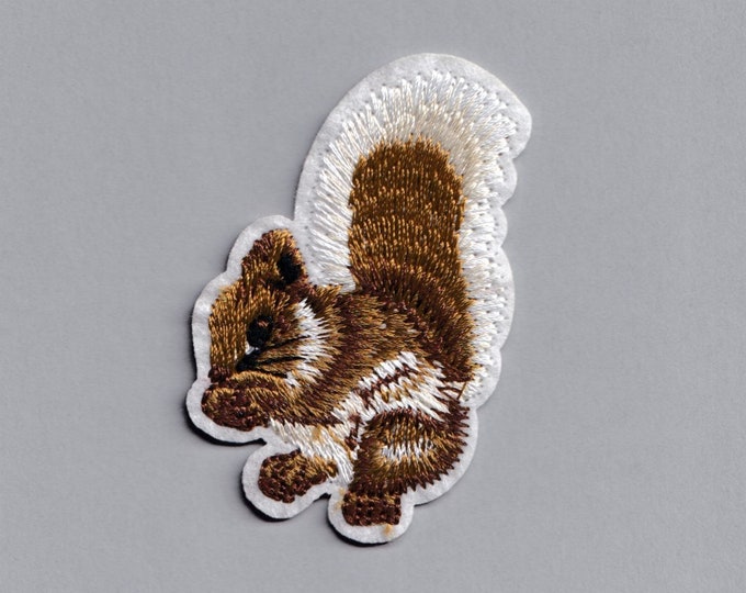 Embroidered Iron-on Squirrel Patch Applique