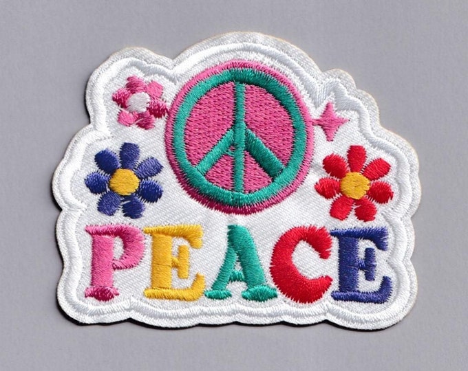 Peace Sign Patch Iron-on Embroidered Colourful Hippy Peace Symbol Patches