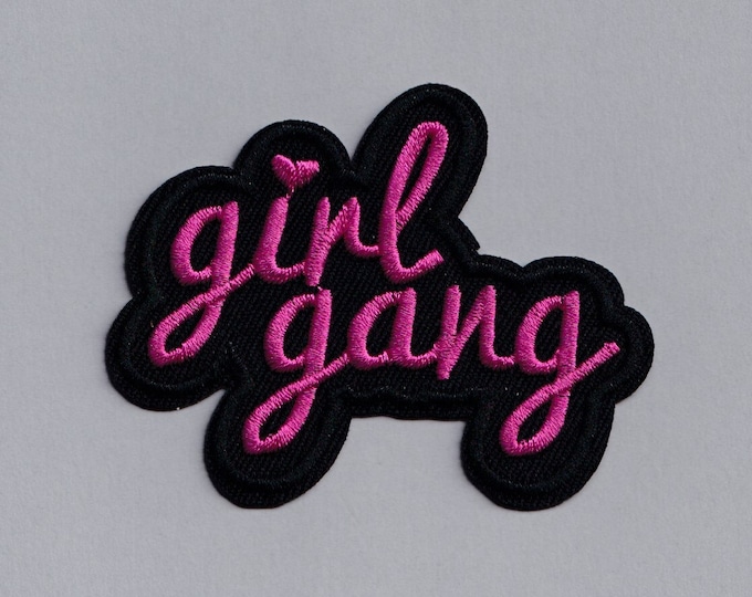 Iron On Hot Pink Girl Gang Embroidered Patch Feminism Feminist Girls Applique Badge for Clothing