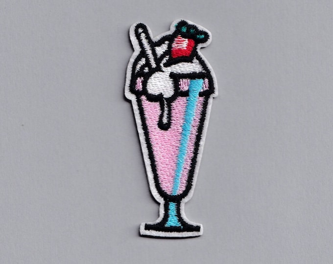 Iron-on Embroidered Milkshake Patch Milk Shake Applique