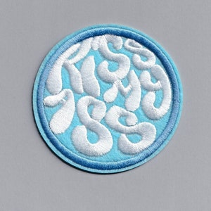 Kiss My Ass Iron On Patch Embroidered Applique 60&#39;s Psychedelic Funny Patch