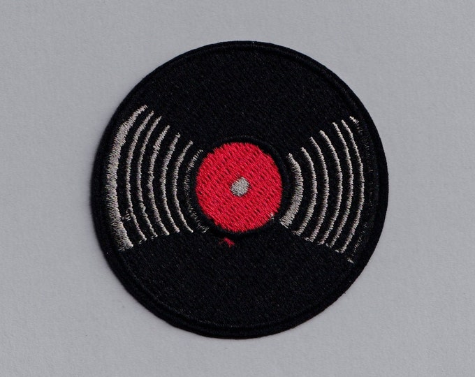 Iron On Embroidered Vinyl Record Patch Music Vintage Record Applique Badge Patch for Clothing