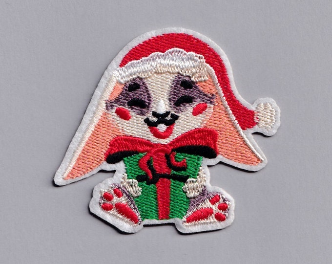 Xmas Santa Rabbit Patch Iron-on Embroidered Christmas Gift Rabbit Patches