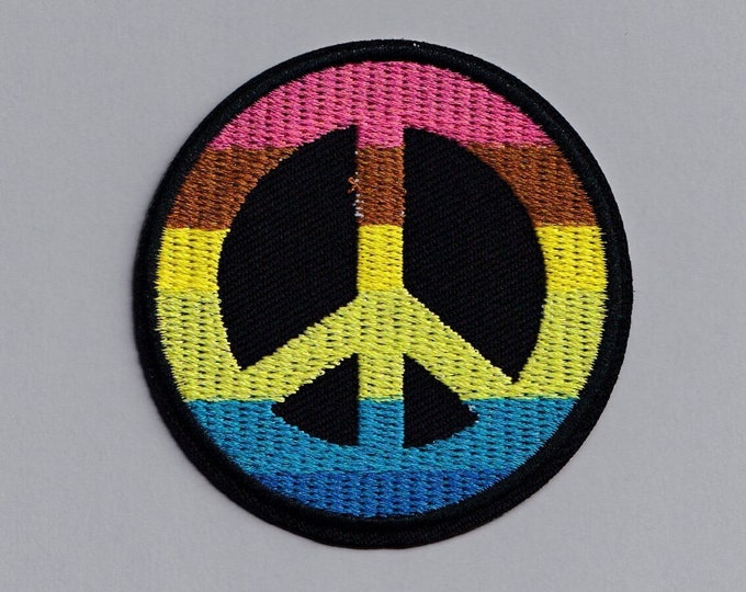 Rainbow Peace Symbol Patch Iron-on Embroidered LGBTQ Gay Pride Hippy Patch