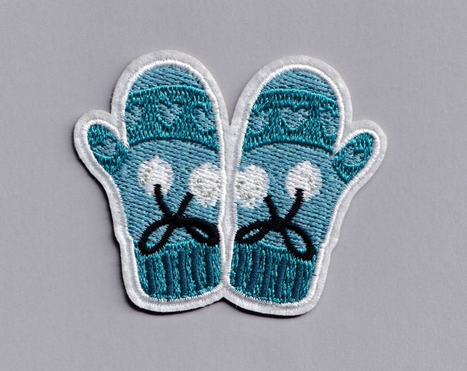 Winter Gloves Patch Iron-on Embroidered Xmas Christmas Gloves Applique Patches