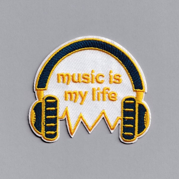 Music Is My Life Headphones Patch Applique DJ EDM Patch