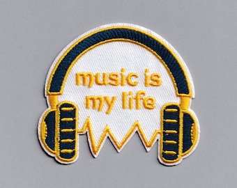 Music Is My Life Headphones Patch Applique DJ EDM Patch
