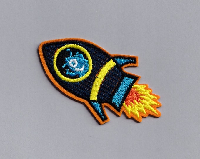 Black Space Rocket Patch Embroidered Iron-on Kids Space Alien Patches