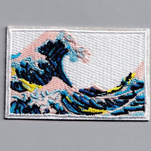 Large Embroidered Patch Van Gogh Hokusai the Great Wave Starry - Etsy
