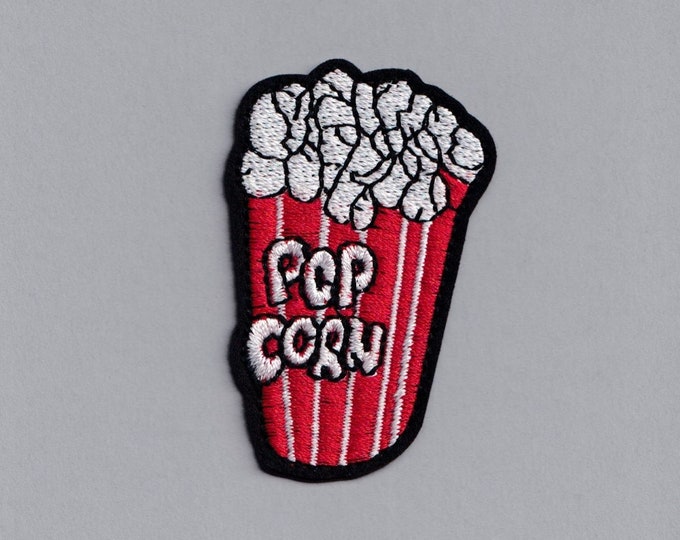 Embroidered Iron-on Popcorn Patch Applique Food Patch