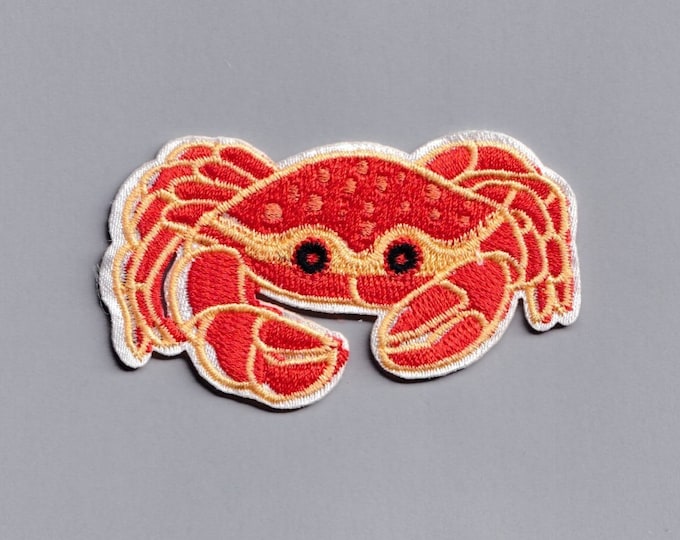 Embroidered Iron-on Orange Crab Patch Applique