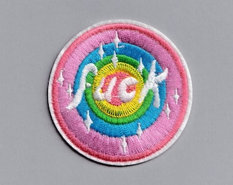 Colourful Round Fuck Word Patch Iron on Embroidered Applique Patch
