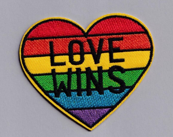 Love Wins Gay Pride Heart Patch LGBTQ Rainbow Flag Applique Badge Patch