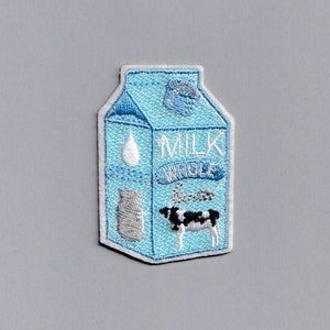 Patch de caixa de leite bordado com ferro e aplique de leite integral