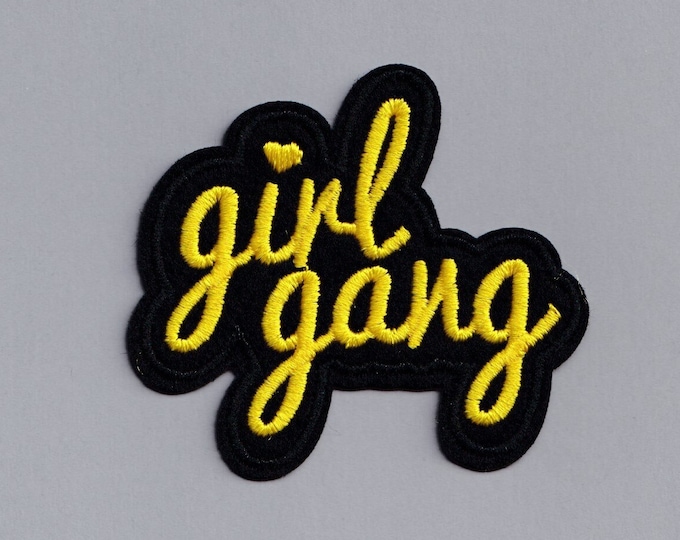 Yellow Girl Gang Patch Embroidered Iron-on Feminist Strong Woman Patch Applique