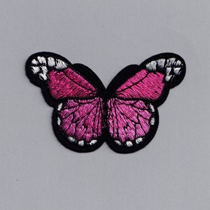 Embroidered Pink Butterfly Patch Iron-On Insect Applique for Clothing