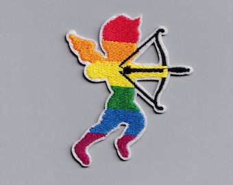 Gay Pride Flag Cupid Patch Iron-on Embroidered LGBTQ Applique Patch