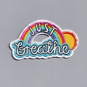 Apenas respire o adesivo do arco-íris, mensagem positiva, apliques, saúde mental, bem-estar