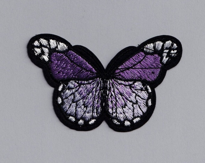 Embroidered Purple Butterfly Patch Iron-On Insect Applique for Clothing