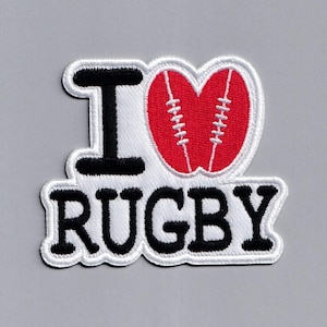 I Love Rugby Patch Iron-on Embroidered Rugby Lovers Applique Patches