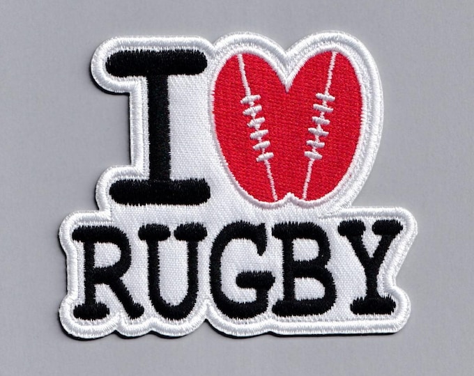 I Love Rugby Patch Iron-on Embroidered Rugby Lovers Applique Patches