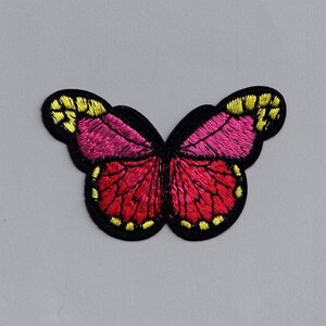 Embroidered Red Pink Yellow Butterfly Patch Iron-On Insect Applique for Clothing