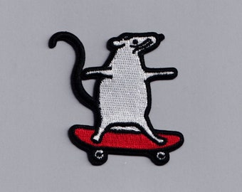Skateboarding Rat Patch Embroidered Iron-on Rat Mouse Patch Applique