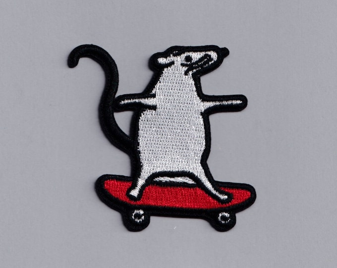 Skateboarding Rat Patch Embroidered Iron-on Rat Mouse Patch Applique