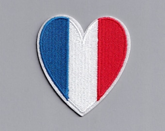 Parche de mapa de Francia bordado con forma de corazón, parche termoadhesivo para viajes a Francia