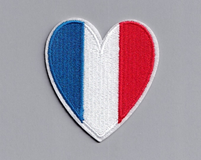 Embroidered France Map Heart Patch Applique Iron-on France Travel Patch