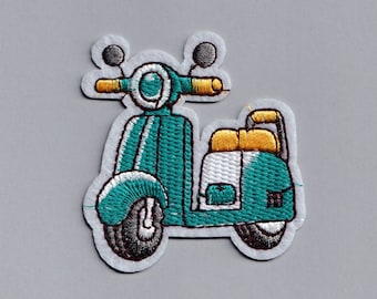 Embroidered Scooter Moped Patch Applique Mod Motorbike
