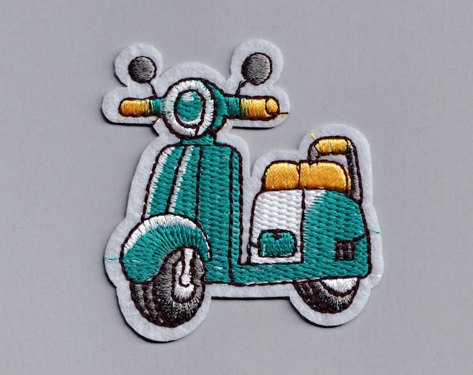 Embroidered Scooter Moped Patch Applique Mod Motorbike