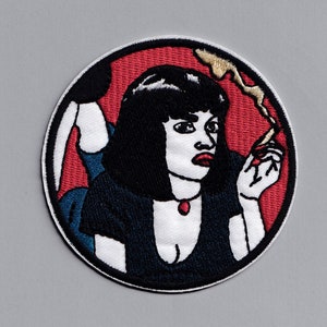 Embroidered Mia Wallace Pulp Fiction Iron on Patch Quentin Tarantino Movie Cult Film Patch Applique