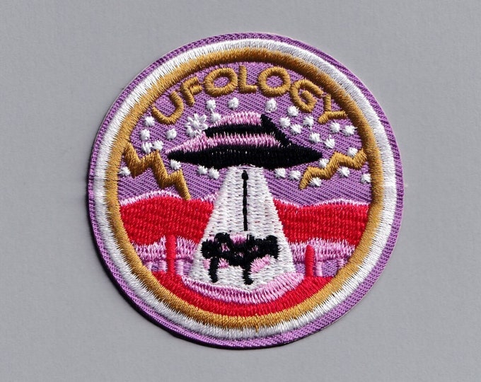 Ufology UFO Abduction Patch Embroidered Iron On Cow Alien Patch Funny