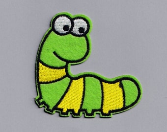 Green Caterpillar Patch Embroidered Iron-on Kids Caterpillar Patch Applique