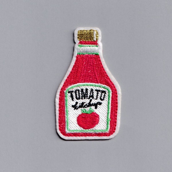 Applique thermocollante brodée écusson ketchup tomate