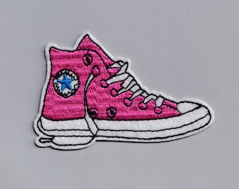 Pink Sneakers Trainers Patch Applique Iron on Embroidered Shoes Patches