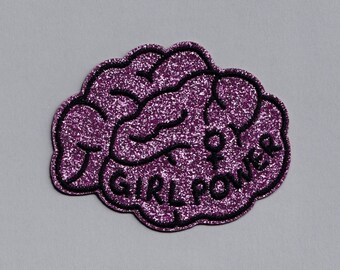 Glittery Purple Iron-on Girl Power Feminist Patch Applique
