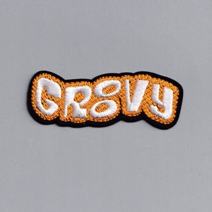 Embroidered Iron-on Groovy Patch Hippy 60s Word Applique