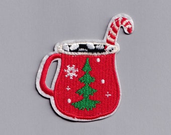 Christmas Cup Patch Iron-on Embroidered Xmas Applique Patches