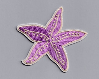 Embroidered Purple Starfish Patch Applique Iron-on Sea Creature Patches