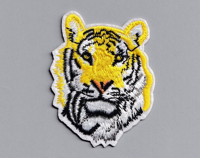 Embroidered Iron-On Tiger Head Patch Applique